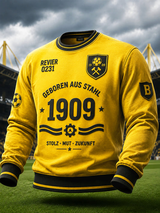 Herren Gelb Deutscher Ballspiel verein Borussia Fußball-Print Casual Sweatshirt