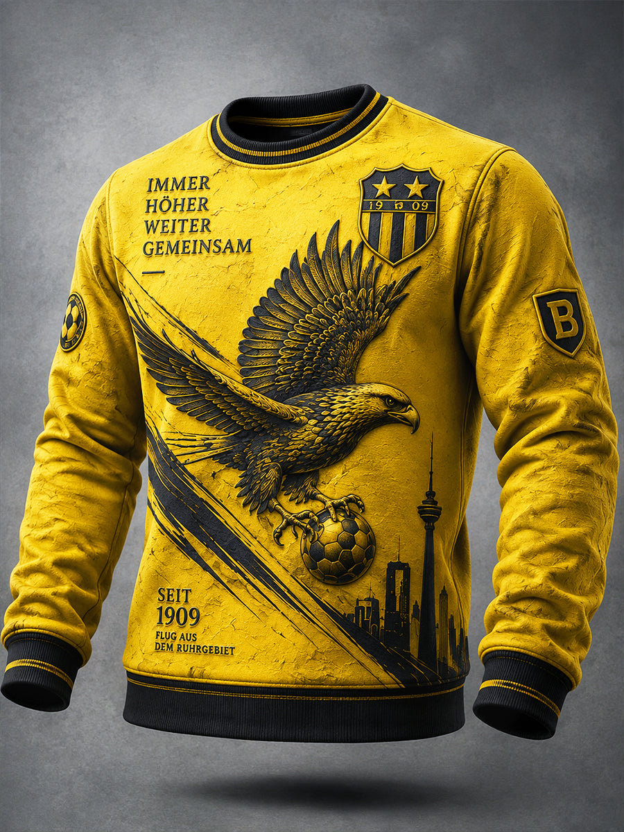 Herren Gelb Deutscher Ballspiel verein Borussia Fußball Adler Print Freizeit Sweatshirt