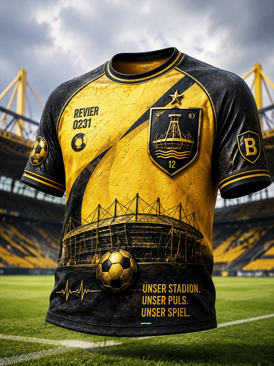 Herren Deutscher Ballspiel verein Borussia Fußball-Patchwork-Print T-Shirt