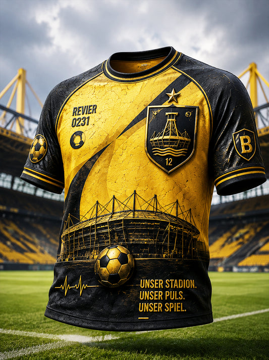Herren Deutscher Ballspiel verein Borussia Fußball-Patchwork-Print T-Shirt