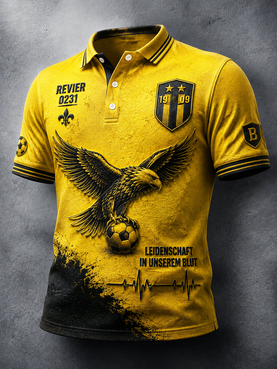 Herren Deutscher Ballspiel verein Borussia Fußball Adler-Print Freizeit-Polo-Shirt
