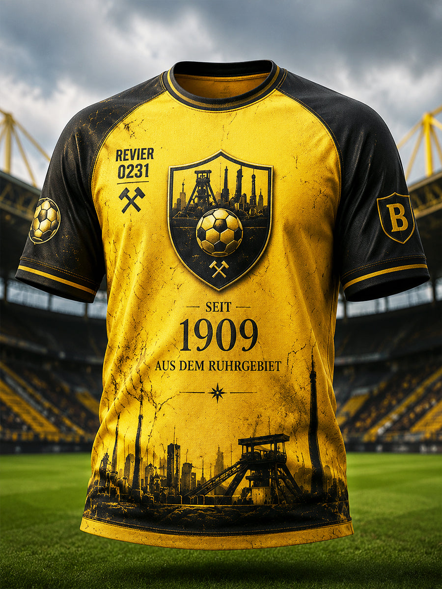 Herren Deutscher Ballspiel verein Borussia Fußball Patchwork Print Freizeit T-Shirt