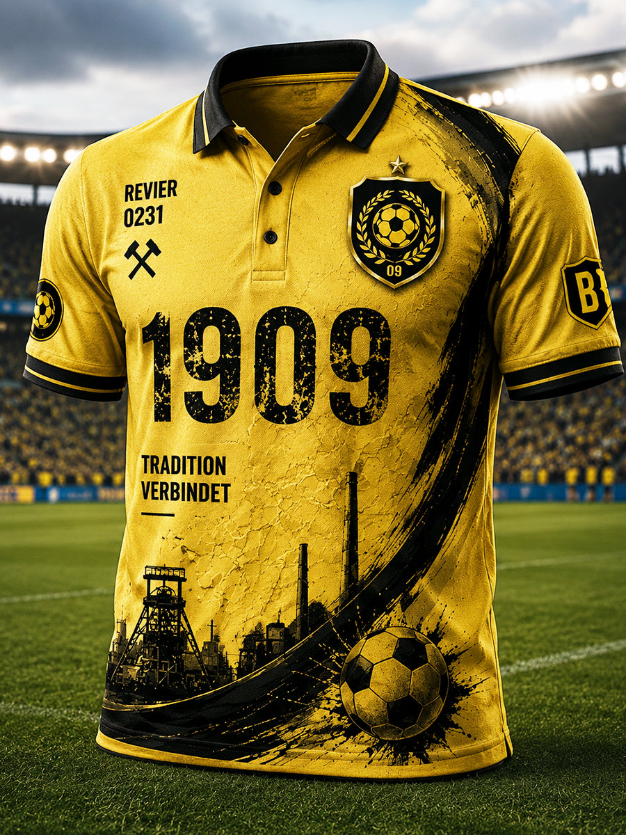 Herren Gelb Deutscher Ballspiel verein Borussia Fußball-Print Polo Shirt