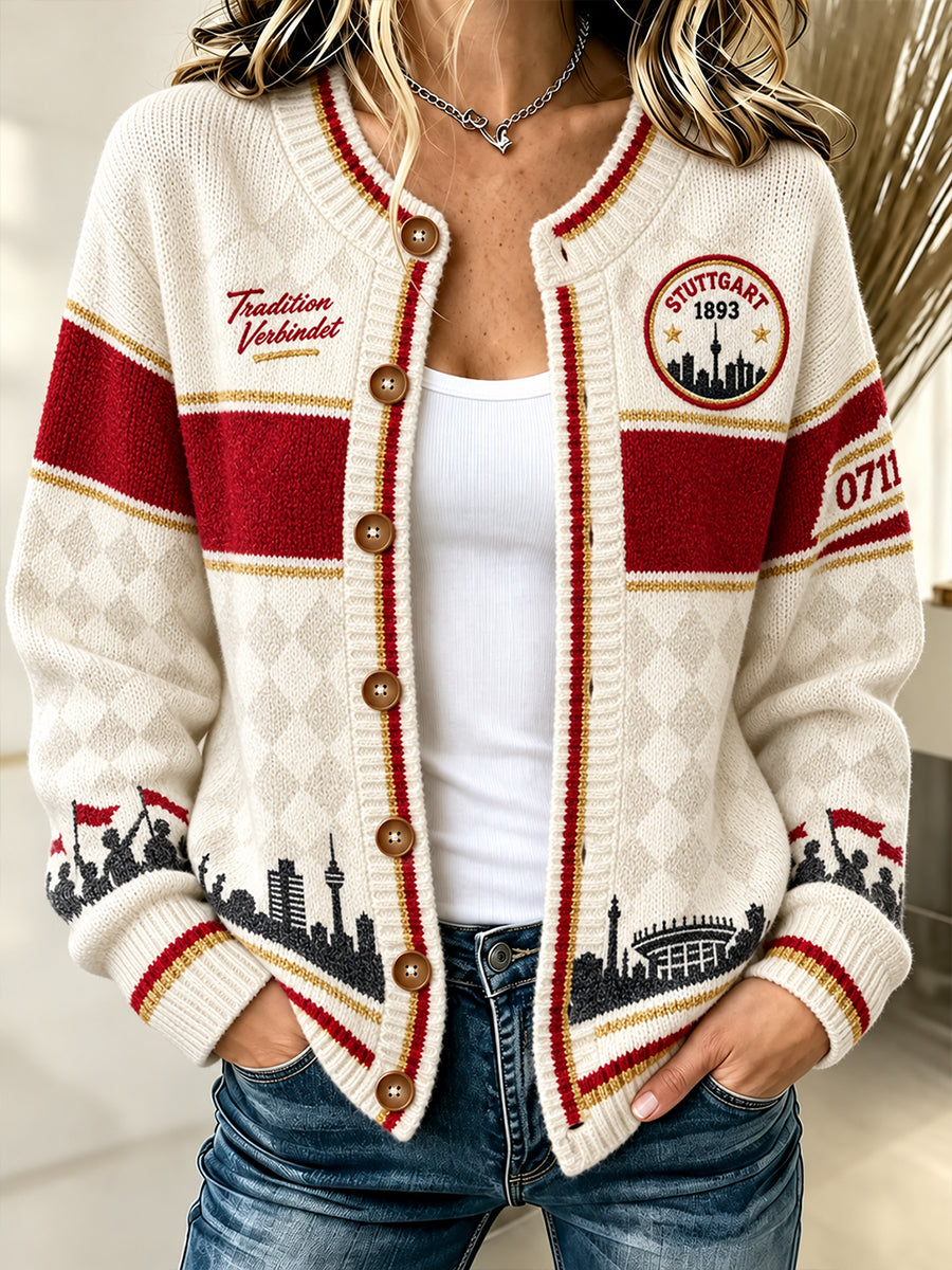 Damen-Strickjacke im Cardigan-Stil von VfB Stuttgart
