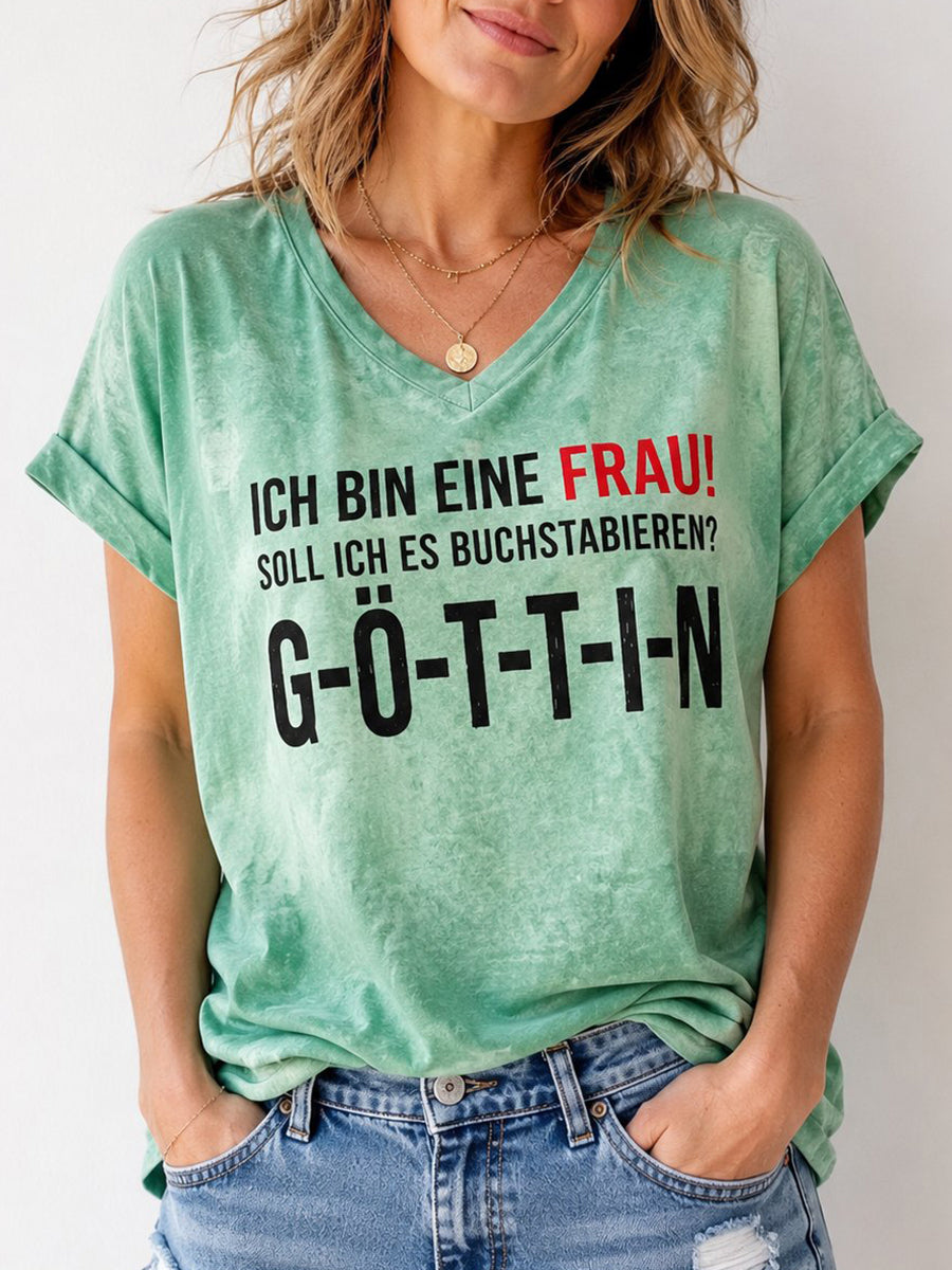 Frauen-T-Shirt mit witzigem deutschen Slogan-Print