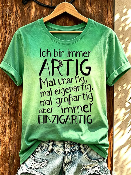 Frauen-T-Shirt mit witzigem deutschen Slogan-Print