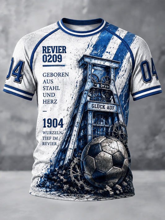 Herren Deutsch Schalke 04 Fußball-bedrucktes lässiges T-Shirt