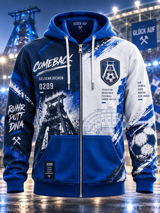 Herren-Hoodie mit Reiß verschluss auf Schalke