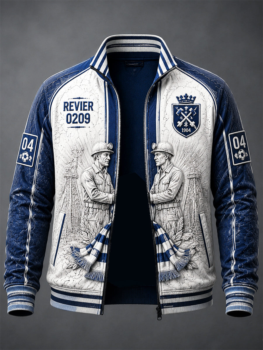 Herren Deutsche Schalke 04 Fußball-bedruckte Freizeit-Mode Zip-Up-Jacke