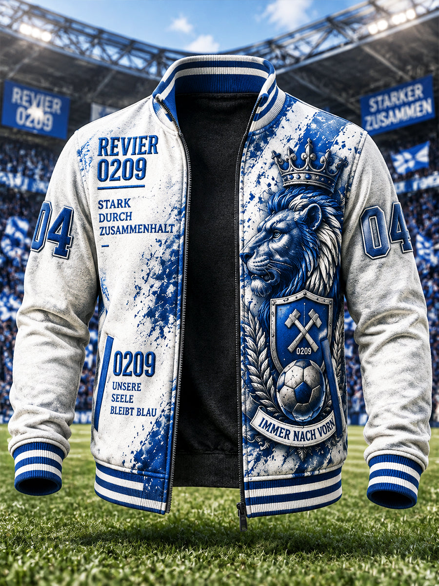 Herren Weiß Schalke 04 Fußball-bedruckte Freizeit jacke mit Reiß verschluss