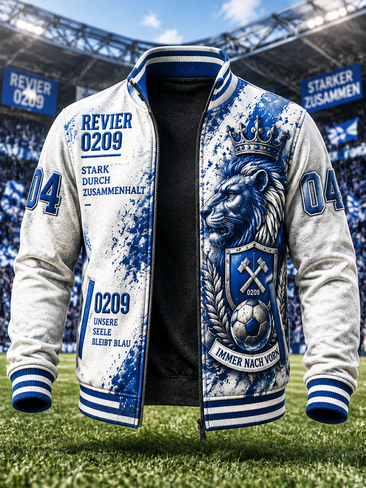 Herren Weiß Schalke 04 Fußball-bedruckte Freizeit jacke mit Reiß verschluss