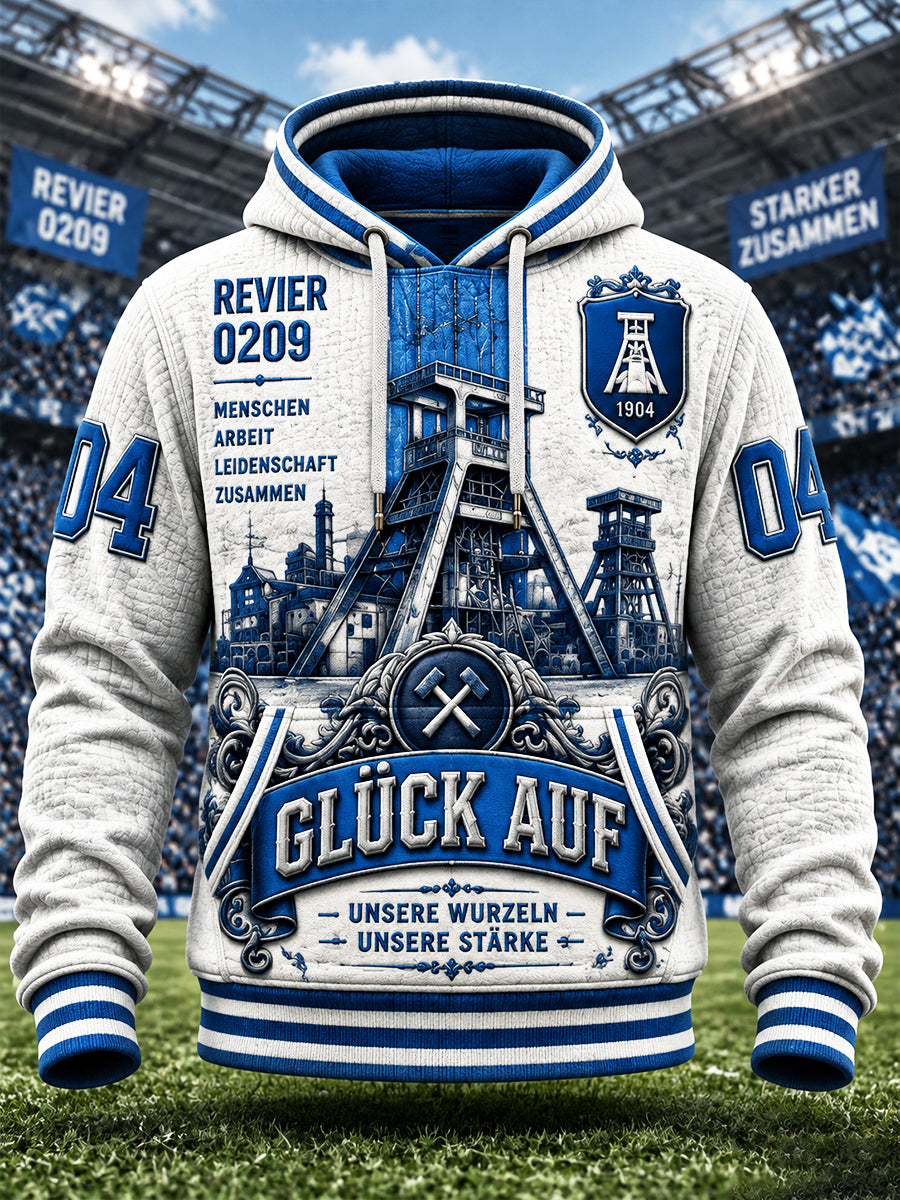 Herren Weiß Deutsch Schalke 04 Fußball-bedrucktes lässiges Kapuzen-Sweatshirt