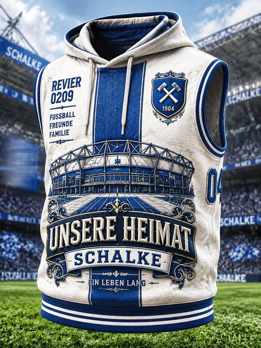Herren Weiß Schalke 04 Fußball-Print Lässige Kapuzen weste