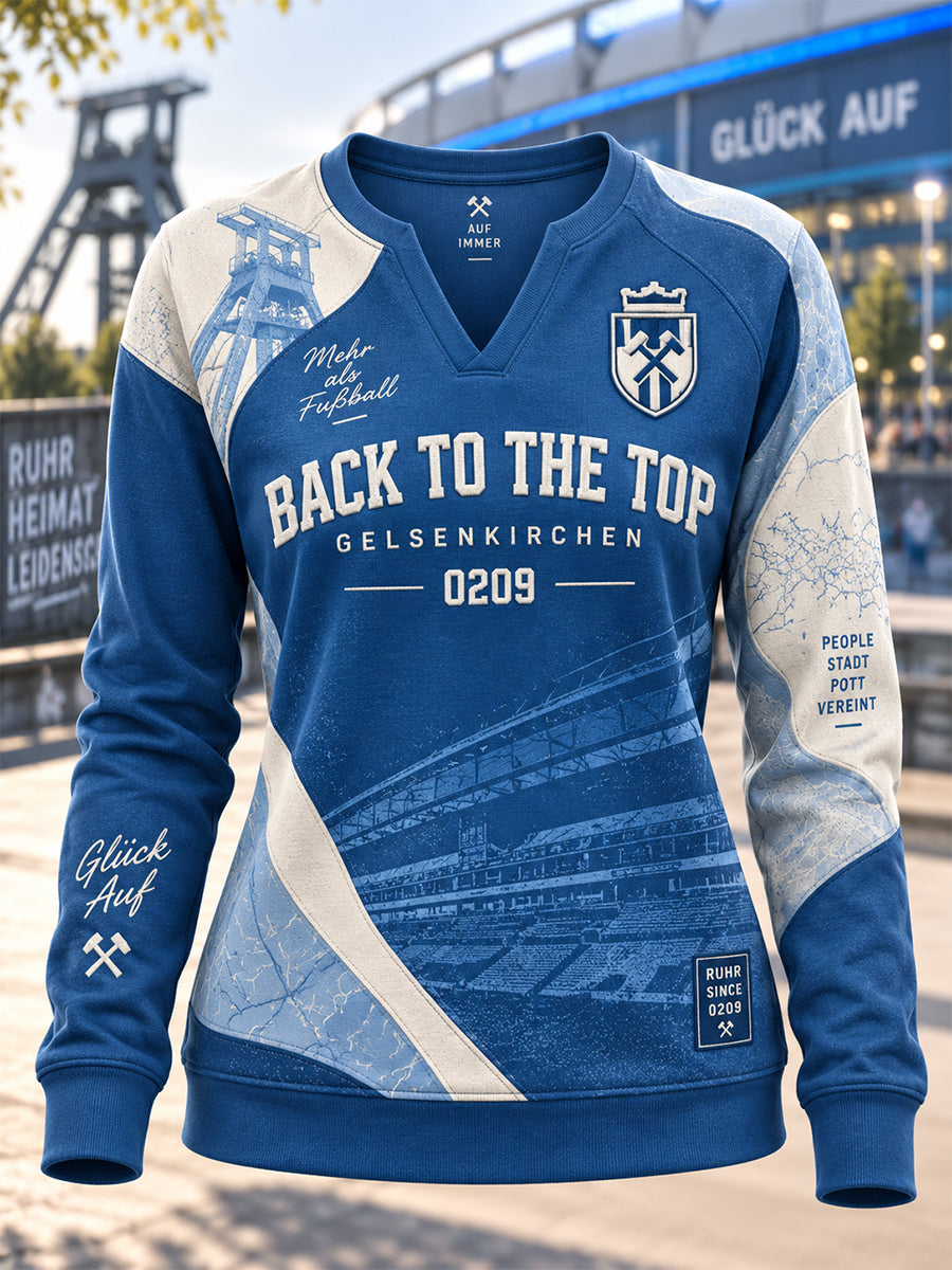 Damen-Schalke Freizeit-Kapuzenpullover mit V-Ausschnitt