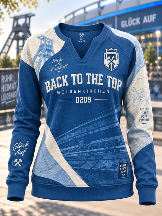 Damen-Schalke Freizeit-Kapuzenpullover mit V-Ausschnitt