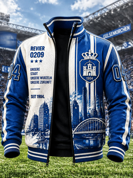 Herren Deutsche Schalke 04 Fußball-bedruckte Freizeit jacke mit Reiß verschluss