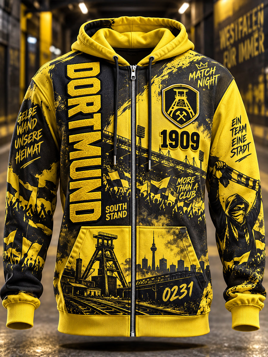 Herren-Dortmund-Kapuzenpullover mit Reißverschluss