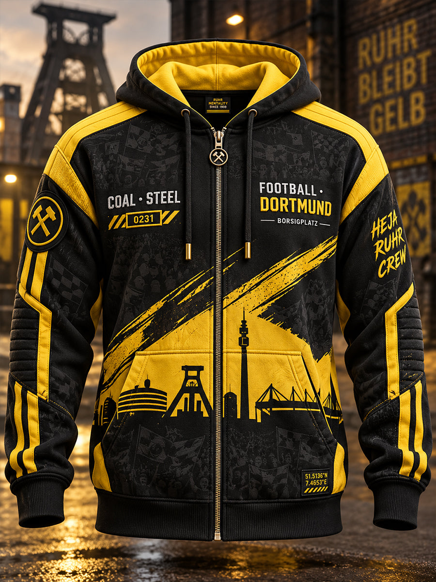 Herren-Dortmund-Kapuzenpullover mit Reißverschluss