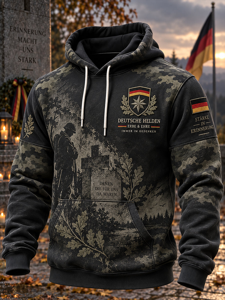 Herren-Kapuzenpullover mit langen Ärmeln und Aufdruck zum Gedenken an die Veteranen