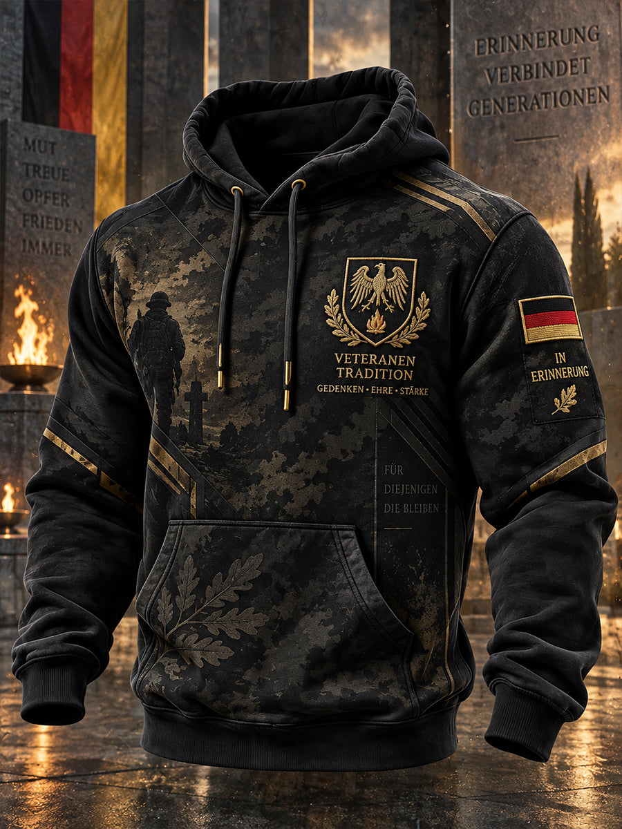 Herren-Kapuzenpullover mit langen Ärmeln und Aufdruck zum Gedenken an die Veteranen