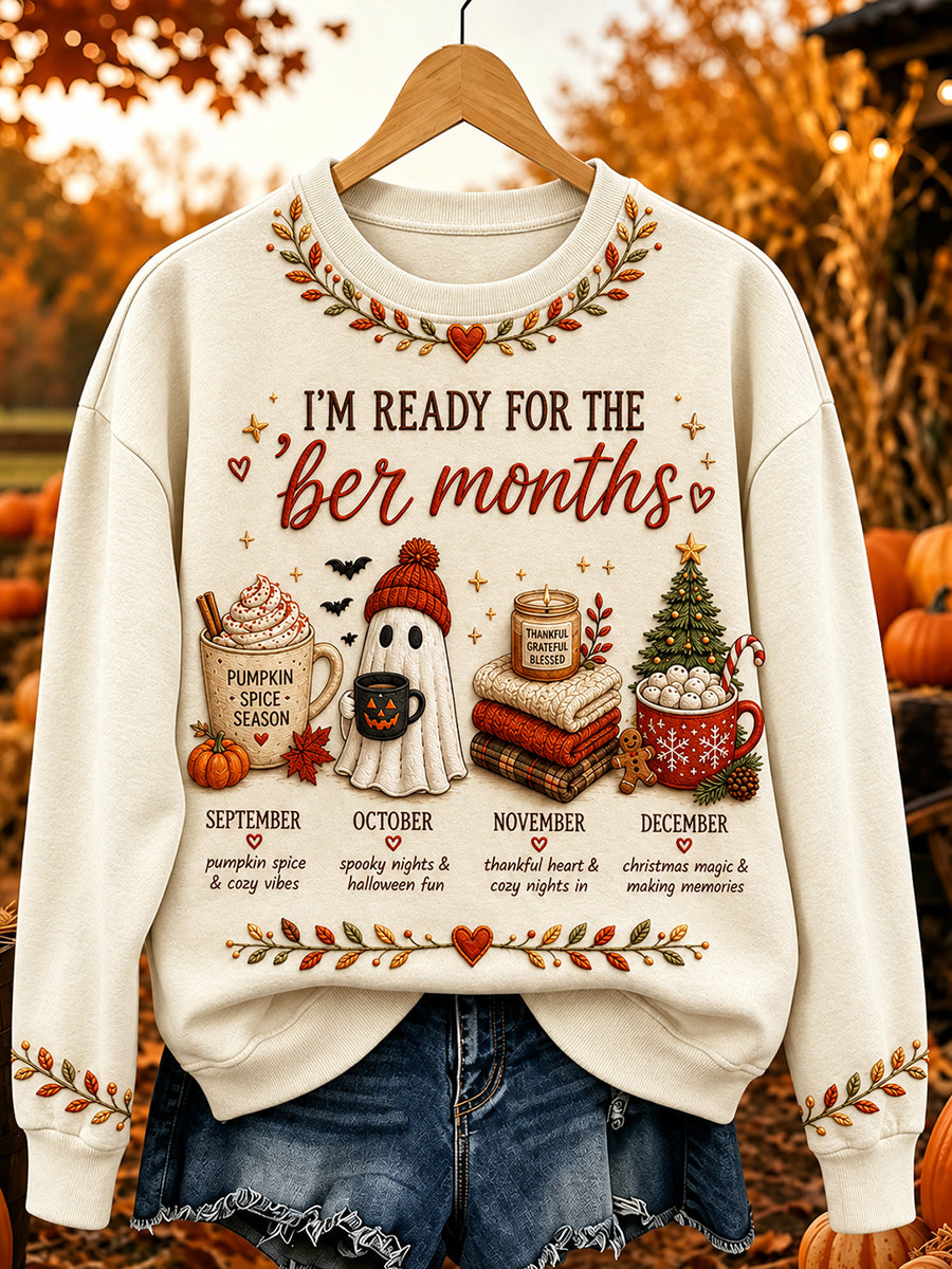 Damen Vintage Ich bin bereit für die Monate Print Casual Sweatshirt
