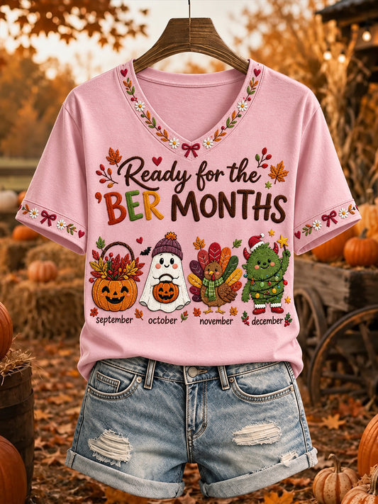 Damen Vintage Ich bin bereit für die Monate Druck bequemes kurz ärmel iges T-Shirt