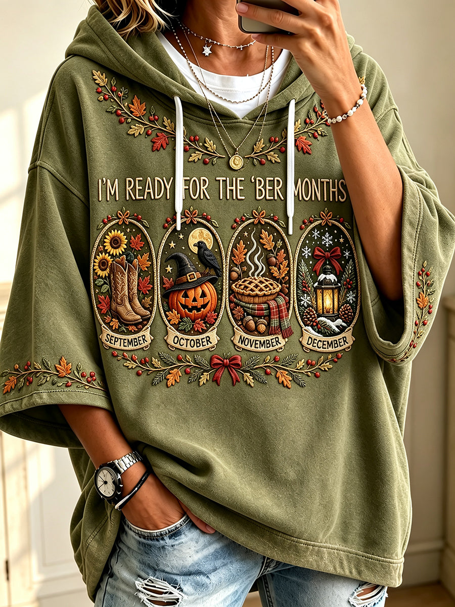 Damen Vintage Ich bin bereit für die Monate Druck bequemer Hoodie