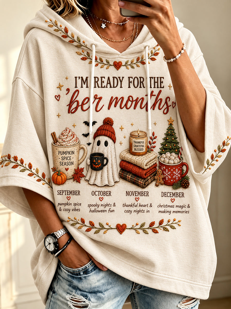 Damen Vintage Ich bin bereit für die Monate Print Casual Hoodie