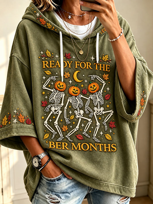 Damen-Vintage-Kapuzenpullover mit dem Aufdruck „Ich bin bereit für die ‚ber-Monate“ – bequem und stylisch
