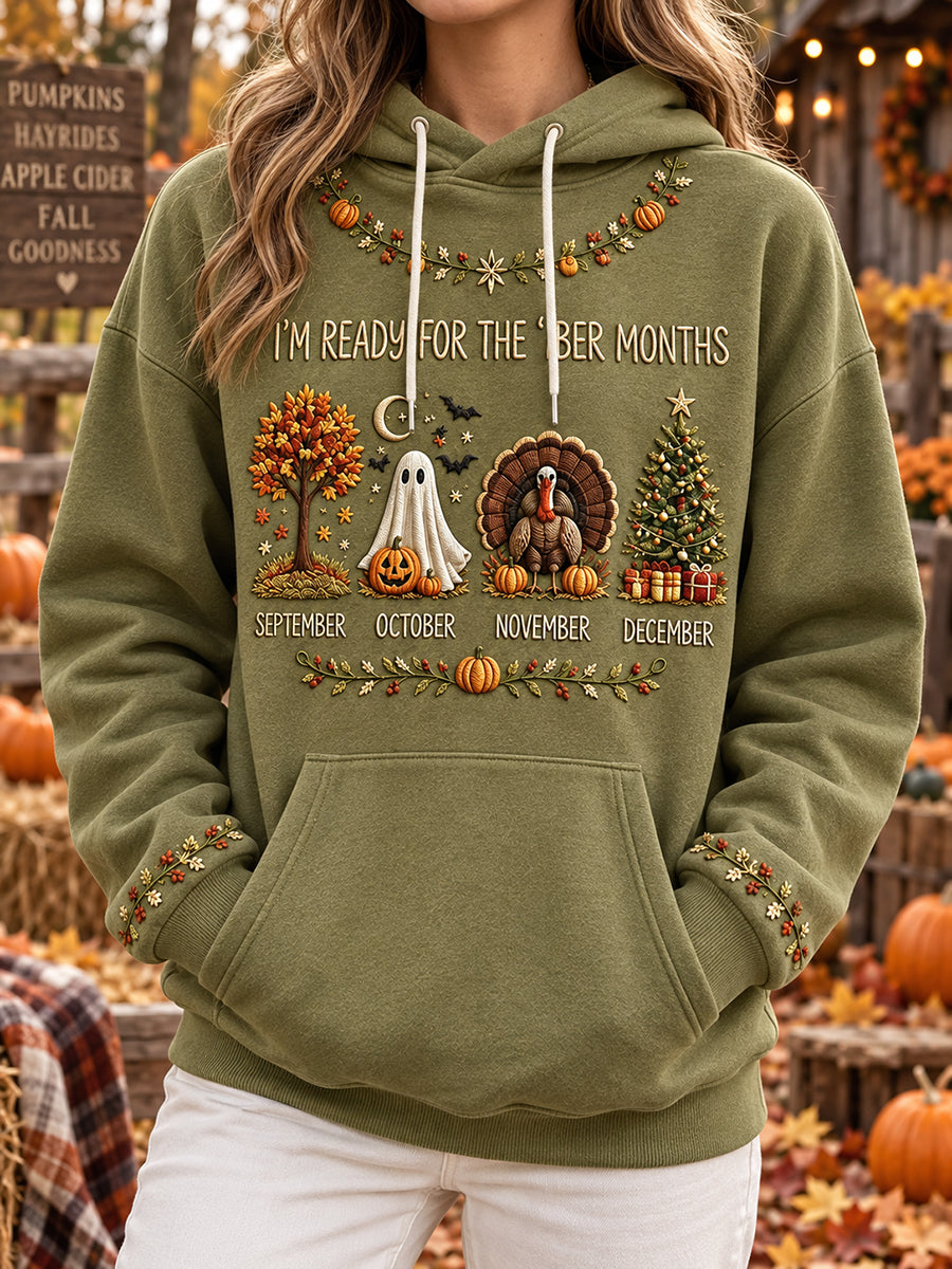 Damen Vintage Ich bin bereit für die Monate Druck Gemütlicher Hoodie