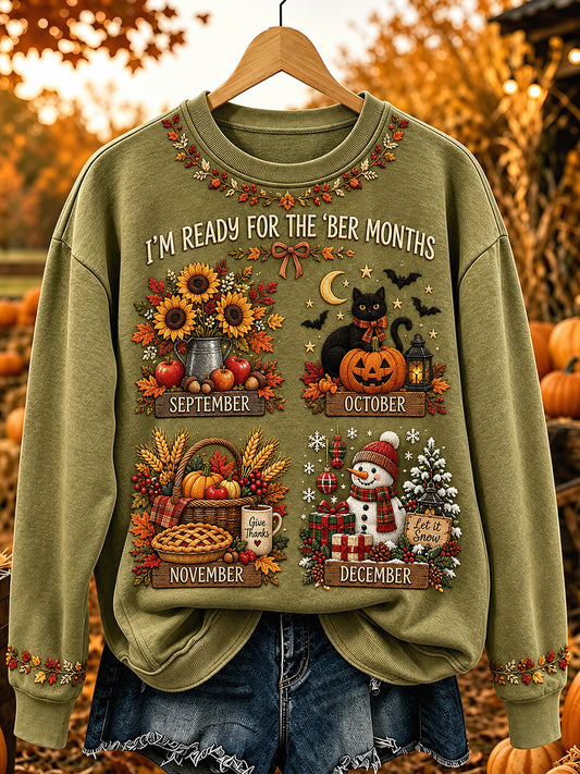 Damen Vintage Ich bin bereit für die Monate Print Regular Sweatshirt