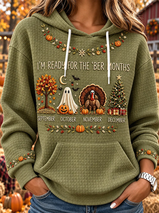 Damen Vintage Ich bin bereit für die Monate Druck Kapuzen-Sweatshirt