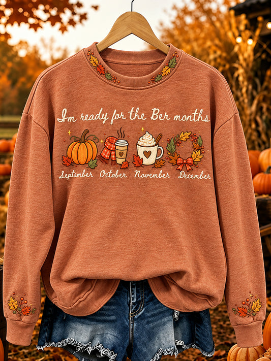 Damen Vintage Ich bin bereit für die Monate Print Print Regular Sweatshirt