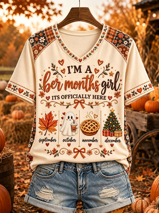 Damen Vintage I'm A 'ber Months Girl Print Gemütliches Kurzarm-T-Shirt