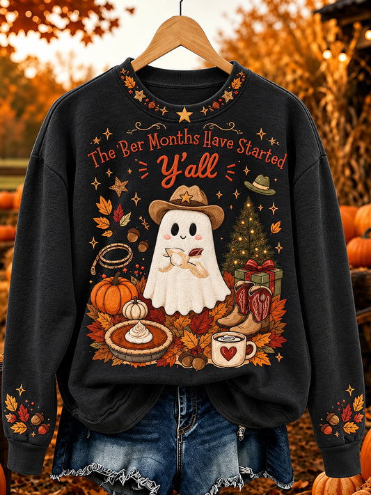 Damen Vintage Die Monate haben begonnen, bedrucken Gemütliches Sweatshirt