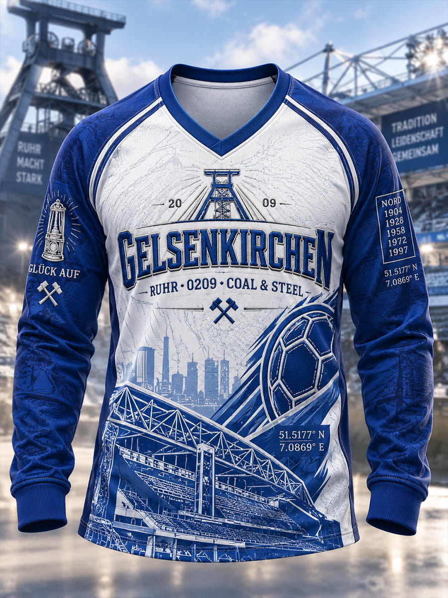 Herren-Schalke-T-Shirt mit langen Ärmeln