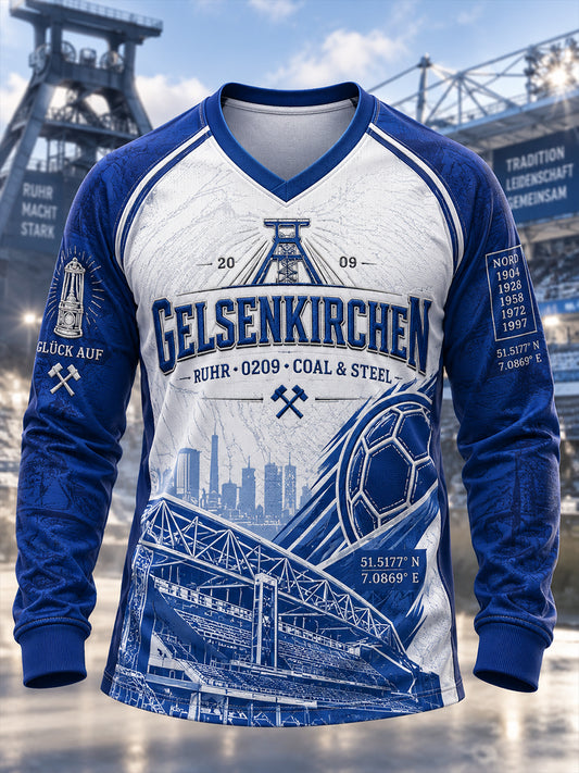Herren-Schalke-T-Shirt mit langen Ärmeln