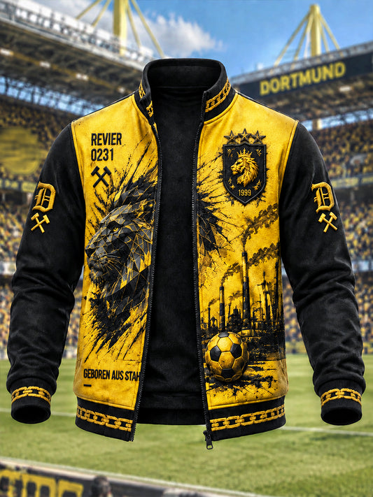 Herren bundes liga Borussia Dortmund Fußball-bedruckte Freizeit jacke mit Reiß verschluss