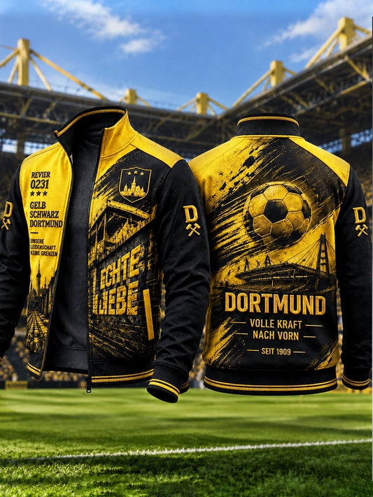 Herren Borussia Dortmund Fußball-bedruckte Freizeit jacke mit Reiß verschluss