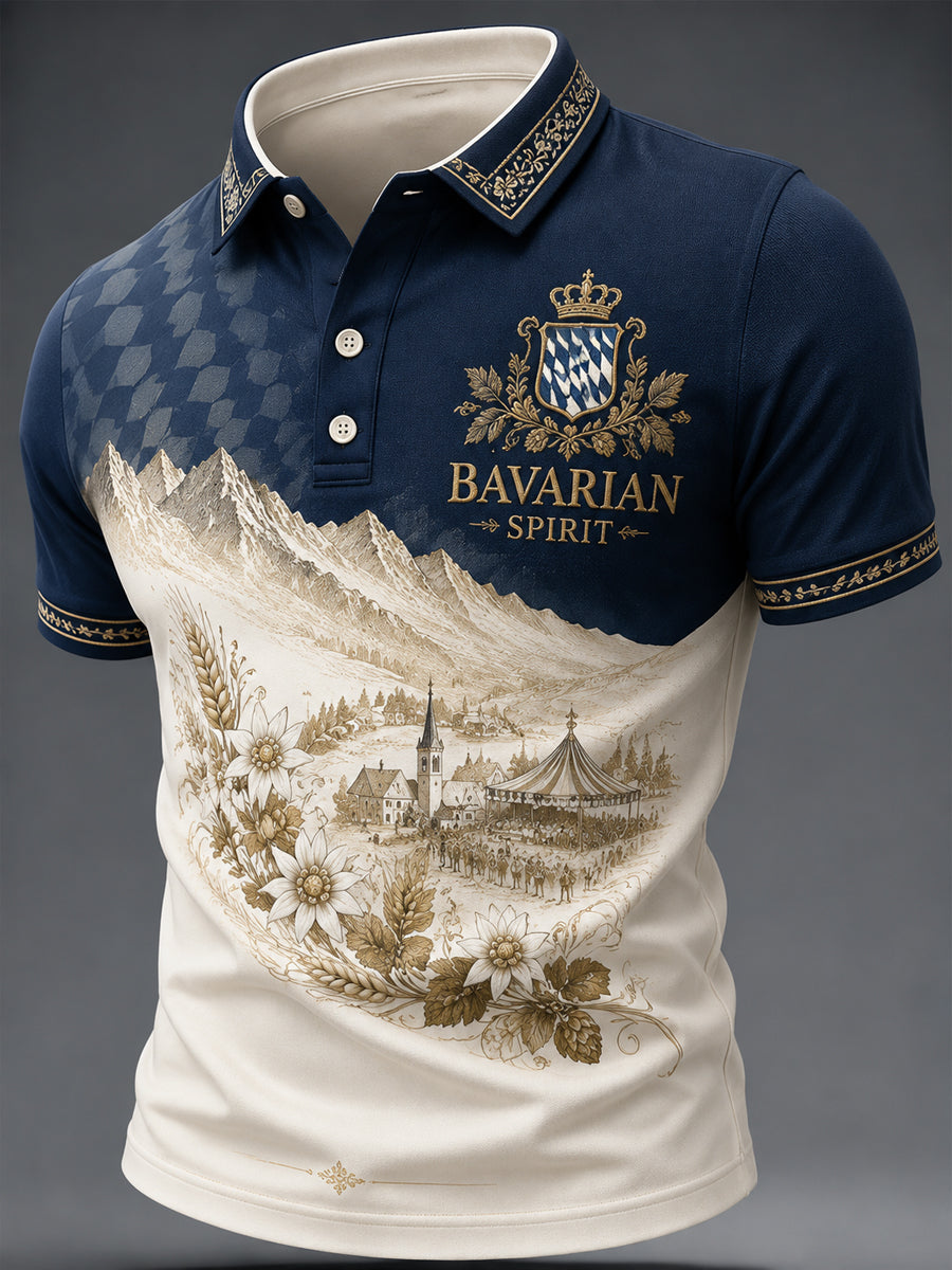 Herren-Deutsch-Bayerischer-Print-Lässiges-Oberteil