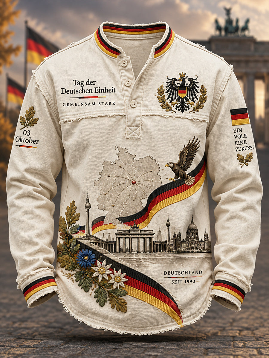 Herren-Einheitsday-Feier Grafikdruck Langarm-Top