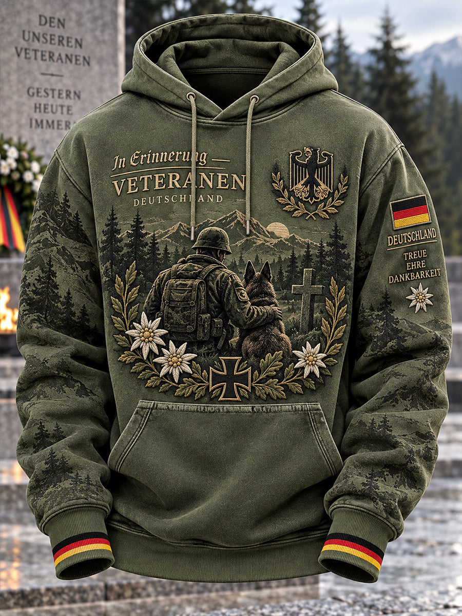 Herren-Kapuzenpullover mit langen Ärmeln und Aufdruck zum Gedenken an die Veteranen