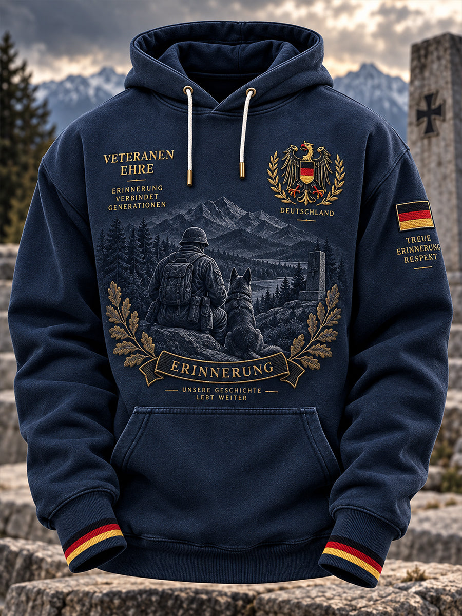 Herren-Kapuzenpullover mit langen Ärmeln und Aufdruck zum Gedenken an die Veteranen