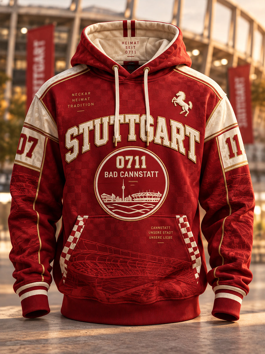 Herren-VfB-Stuttgart-Übergrößen-Kapuzenpullover mit abfallenden Schultern und Taschen