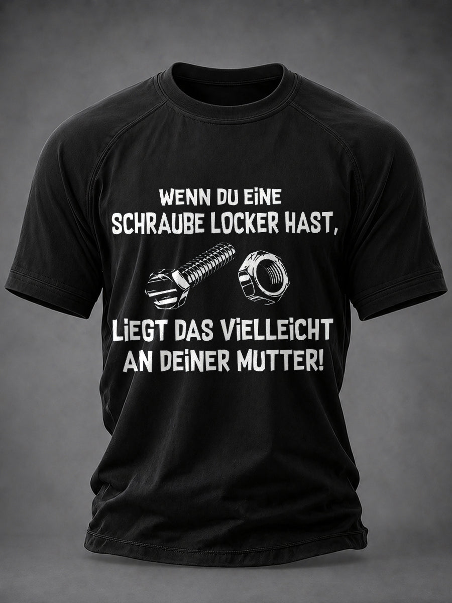 Herren-Funny-T-Shirt mit deutschem Spruch-Print