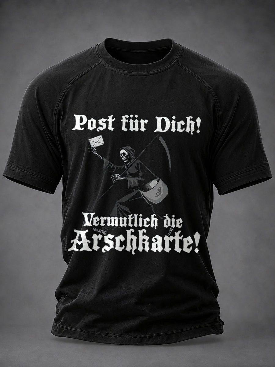 Herren-Funny-T-Shirt mit deutschem Spruch-Print