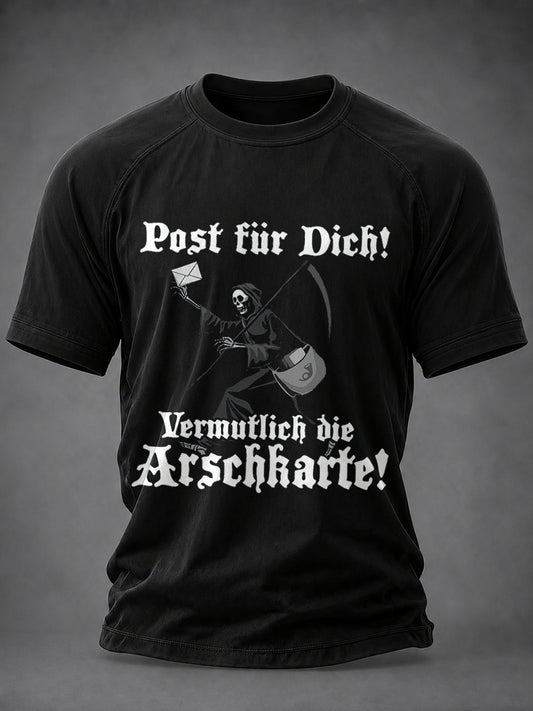 Herren-Funny-T-Shirt mit deutschem Spruch-Print