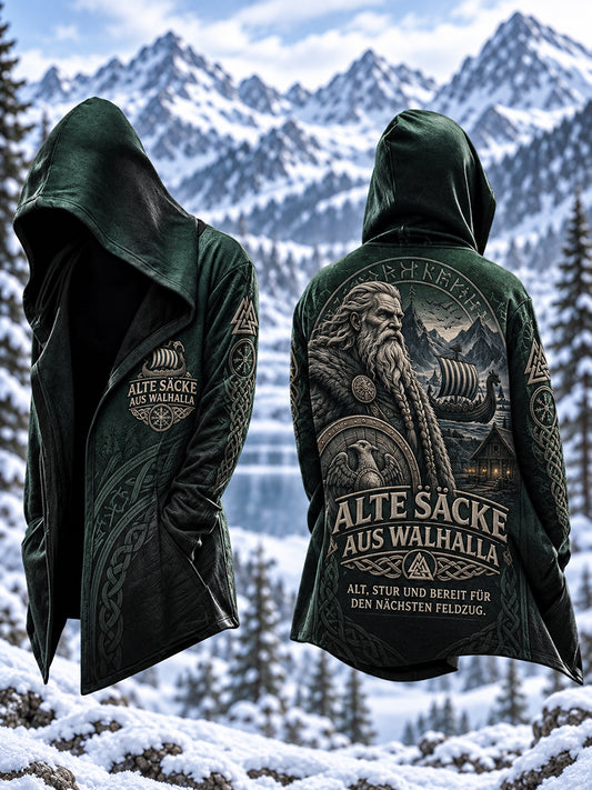 Herren-Strickjacke im Wikingerstil mit Kapuze