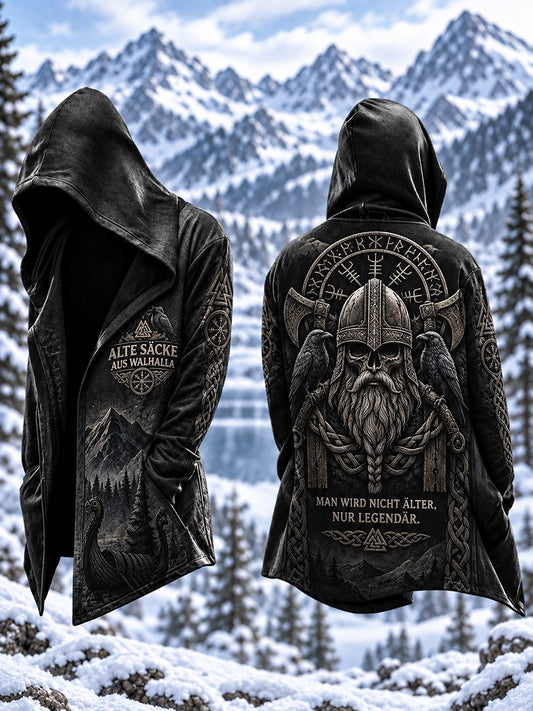 Herren-Strickjacke im Wikingerstil mit Kapuze