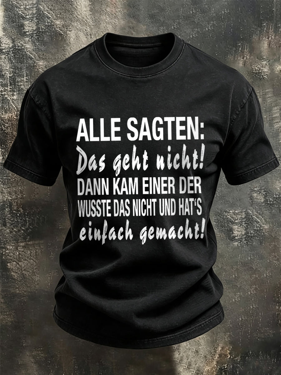 Herren-Funny-T-Shirt mit deutschem Spruch-Print